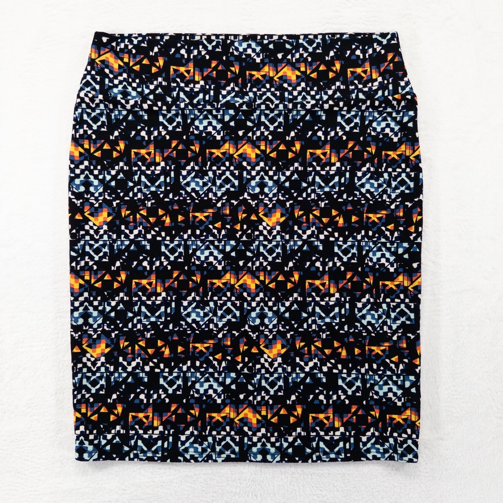 LuLaRoe Womens Cassie Pencil Skirt 3XL Multicolor Geometric Tribal Stretch Knit